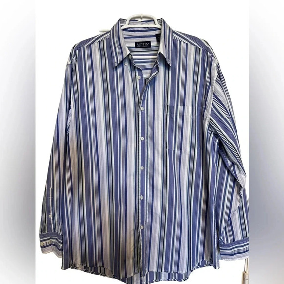Austin Clothing Co - Men’s Blue Stripe Button Down Size L - Picture 1 of 4